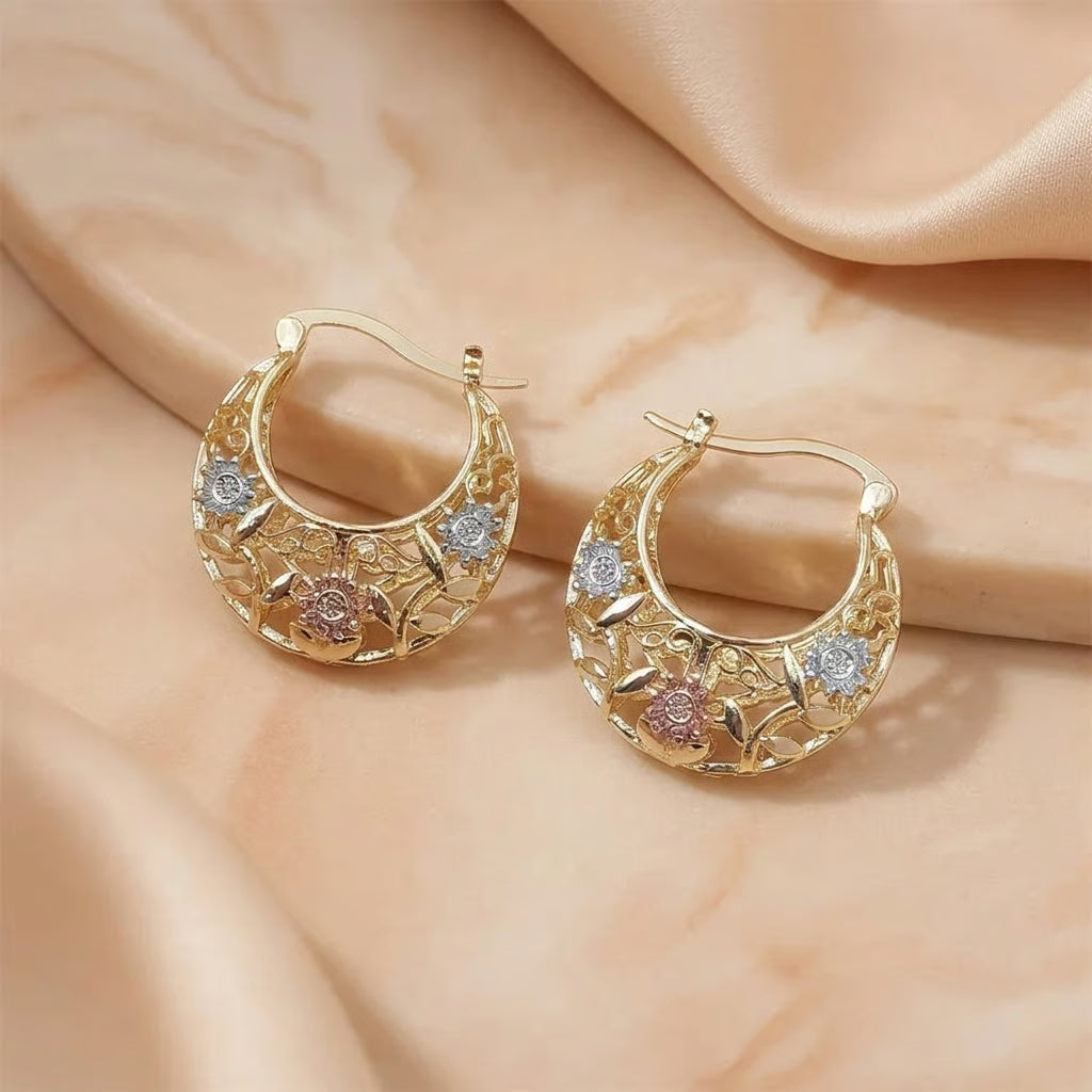 Vintage Flower Hoop Earrings