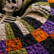🎉 🎃3D Skeleton Vortex Quilted Round Halloween Rug