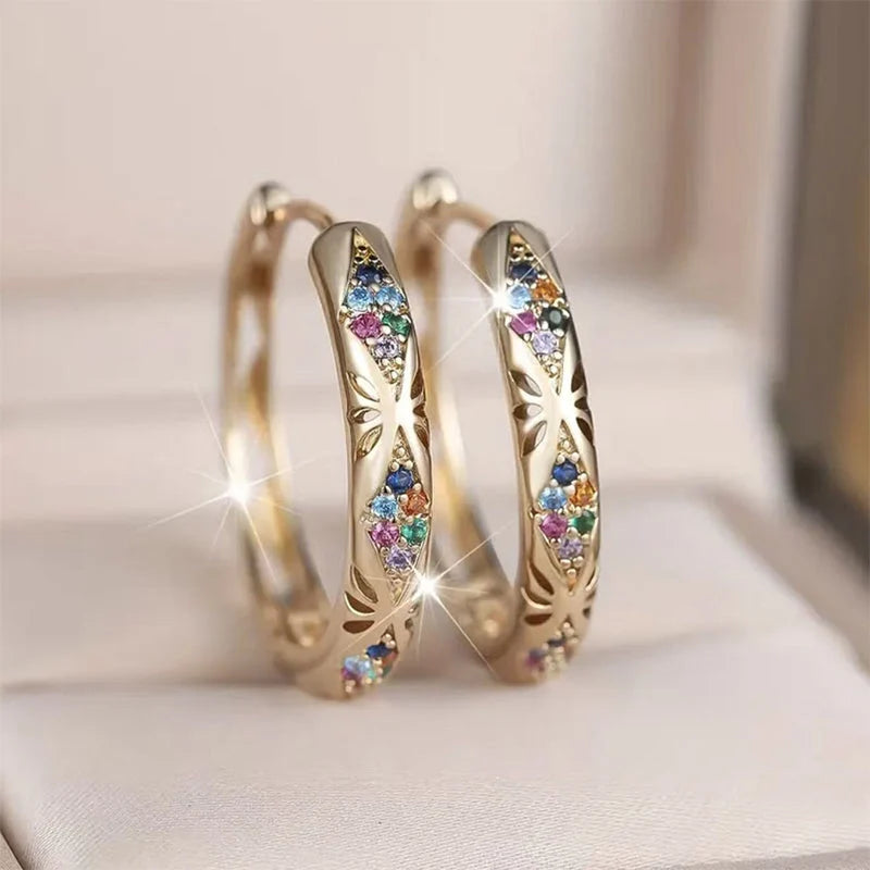 Round Sparkly Zircon Earrings