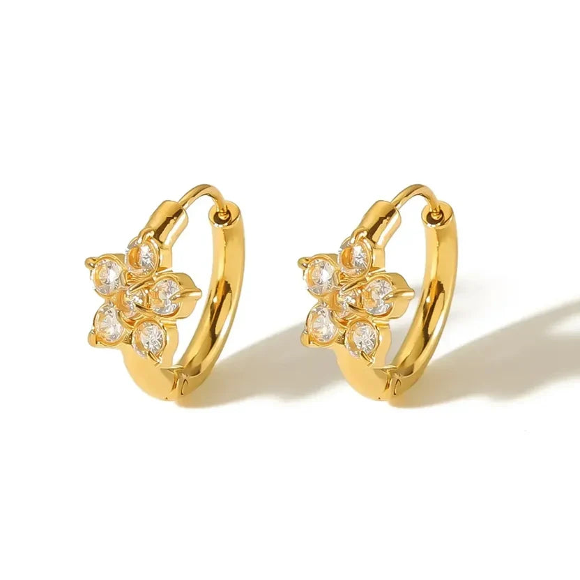 Flower Zircon Drop Earrings