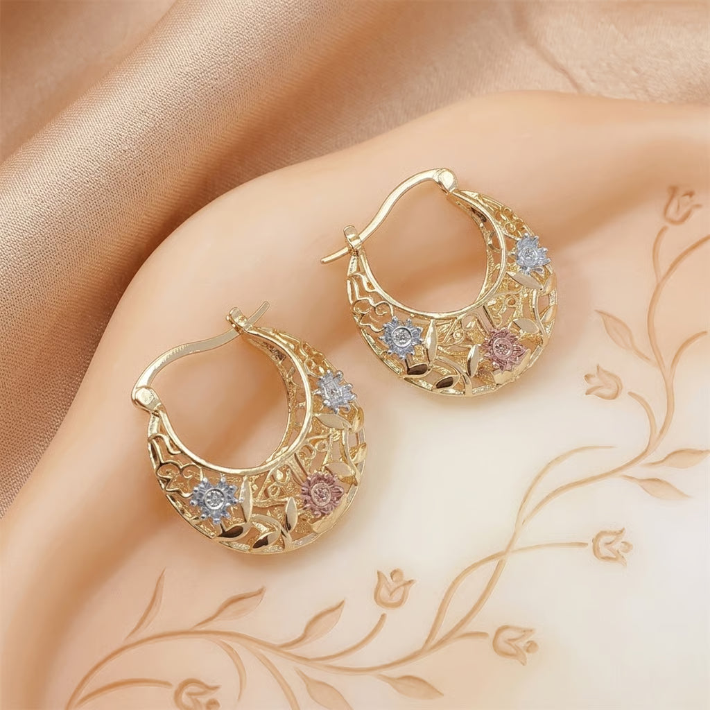 Vintage Flower Hoop Earrings