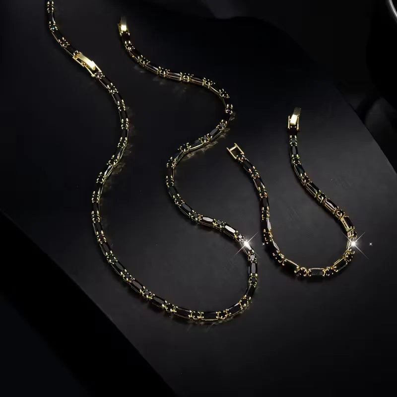 Jewelry set – necklace and bracelet, inlaid with cubic zirconia – trendy and versatile, perfect for everyday wear and special occasions 💪