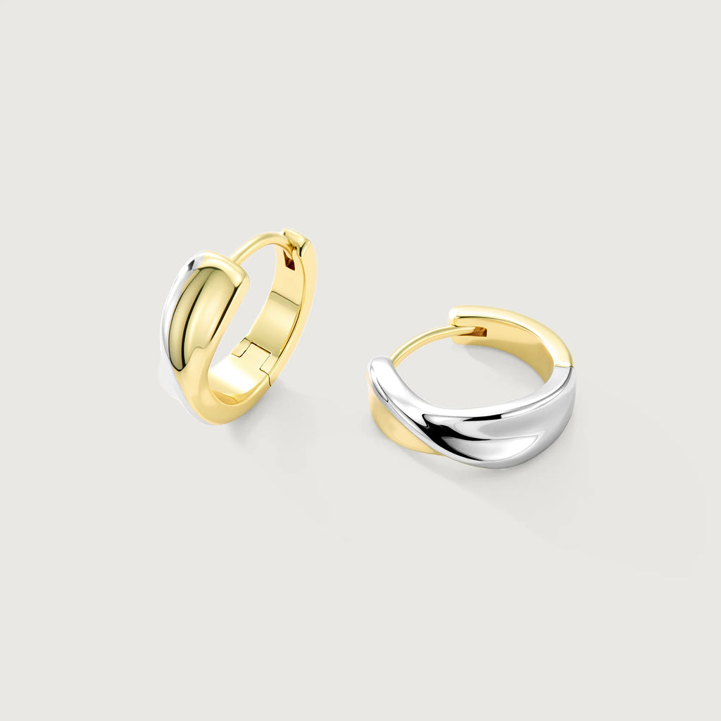 Flowline Two-Tone Sculpted Hoop Earrings