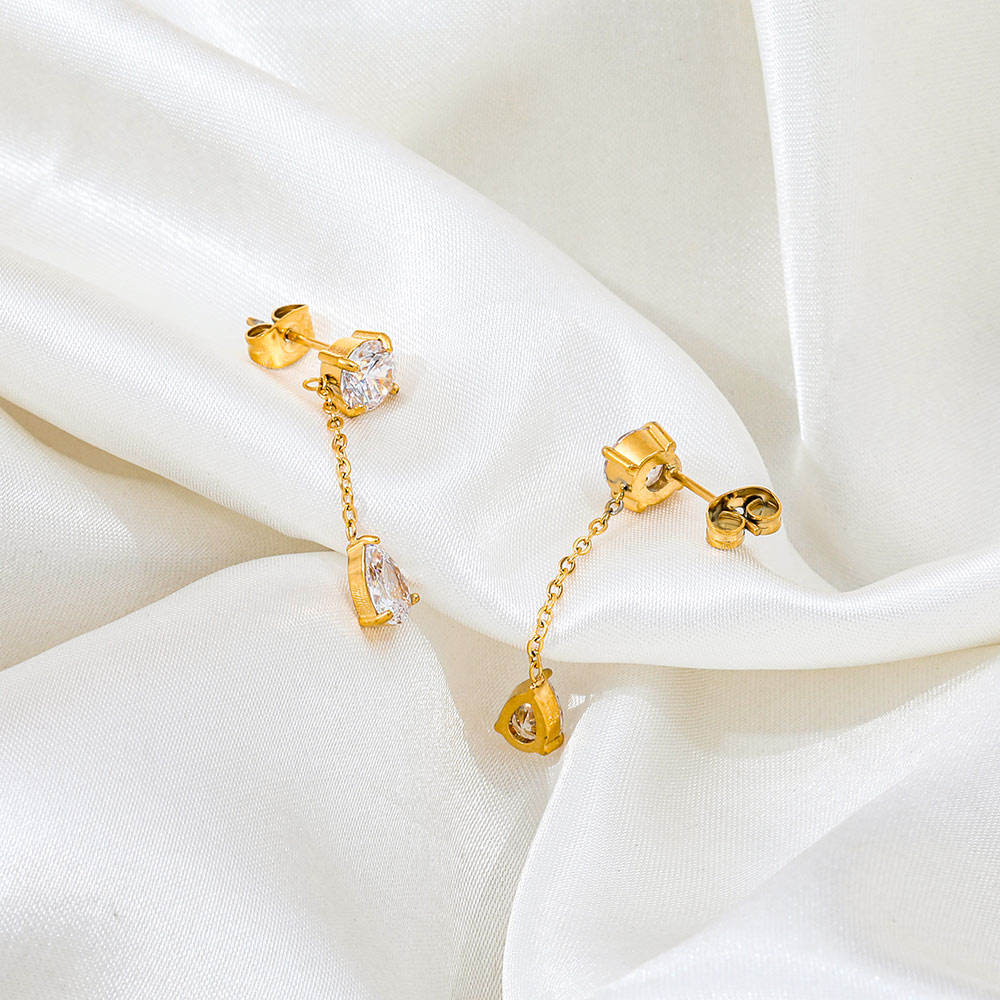 Sparkling long zircon earrings