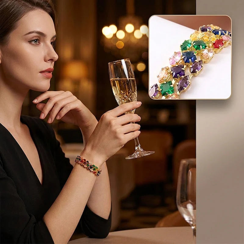 🥳 Women's Elegant Multicolor Tennis Bracelet – Sparkling and Timeless – Perfect for Everyday Wear or Special Occasions – A Pop of Bright Color, Radiantly Beautiful 🌸✨💖