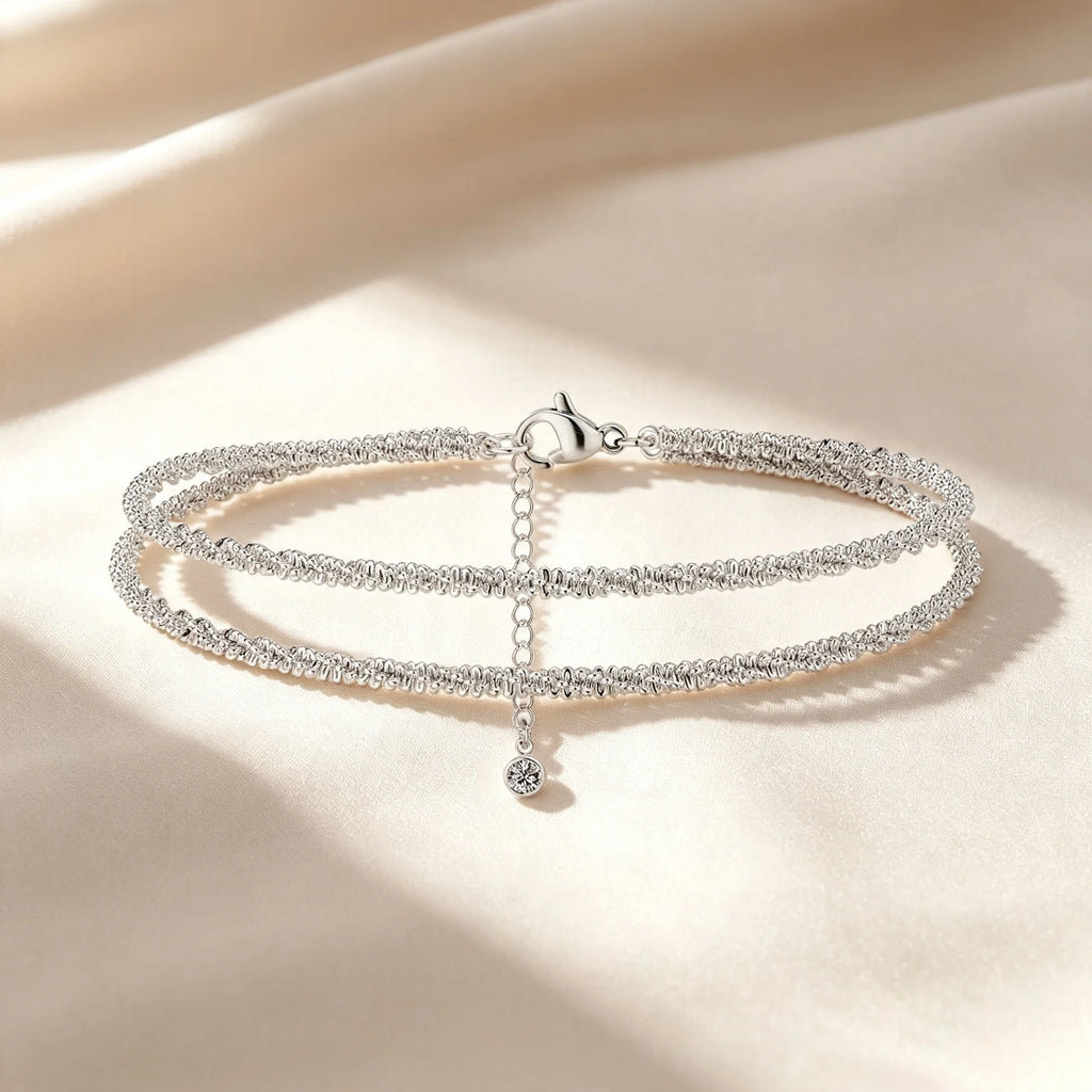 Double Layer Sparkling Wheat Chain Anklet