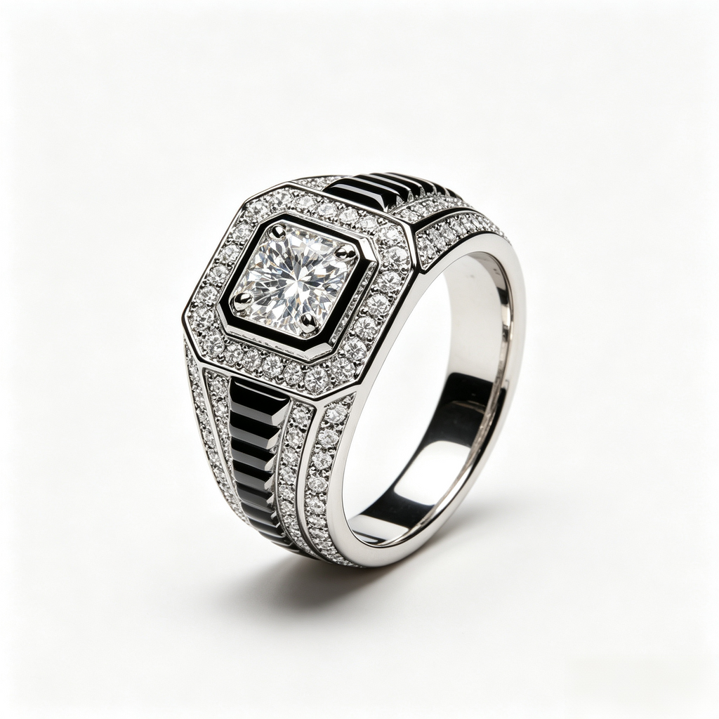Elegant Shiny Square Halo Ring
