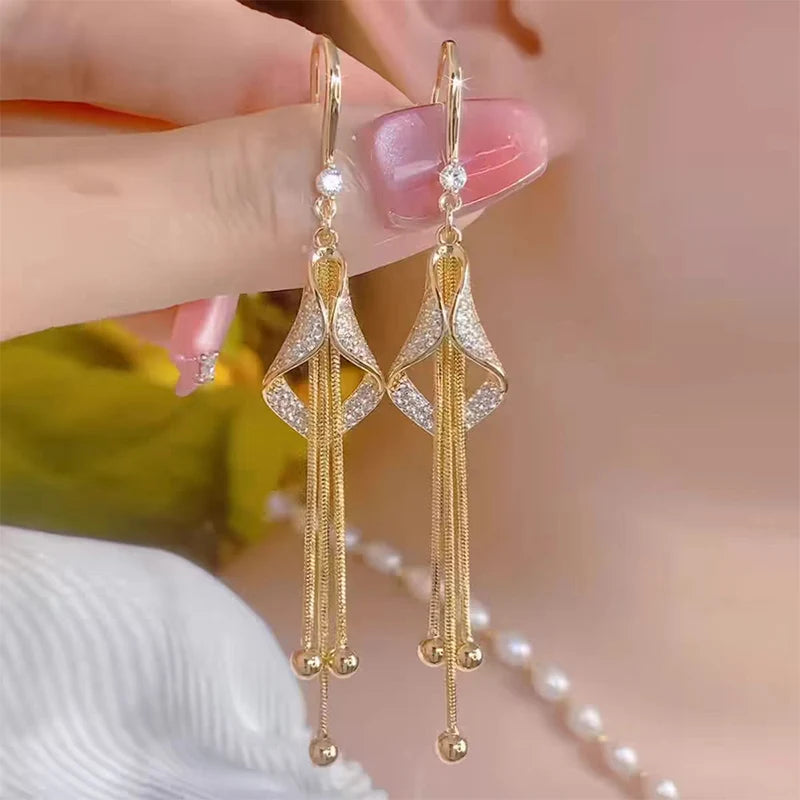 💥Limited Time Discount! 🔥Elegant Geometric Tassel Hook Earrings
