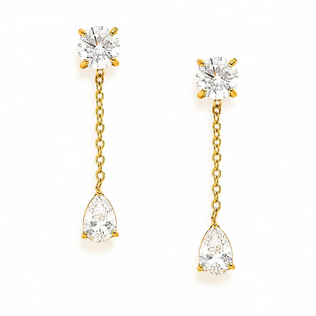 Sparkling long zircon earrings