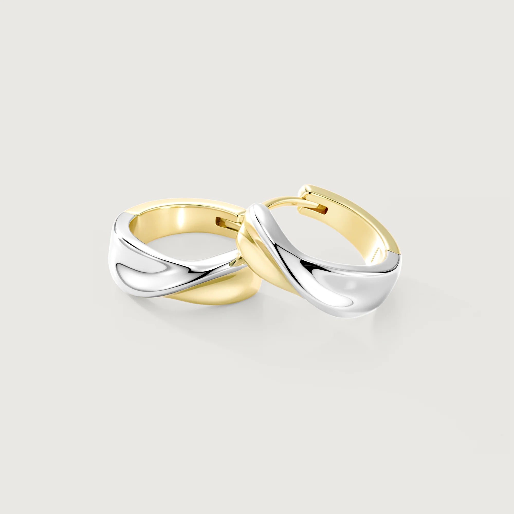 Flowline Two-Tone Sculpted Hoop Earrings