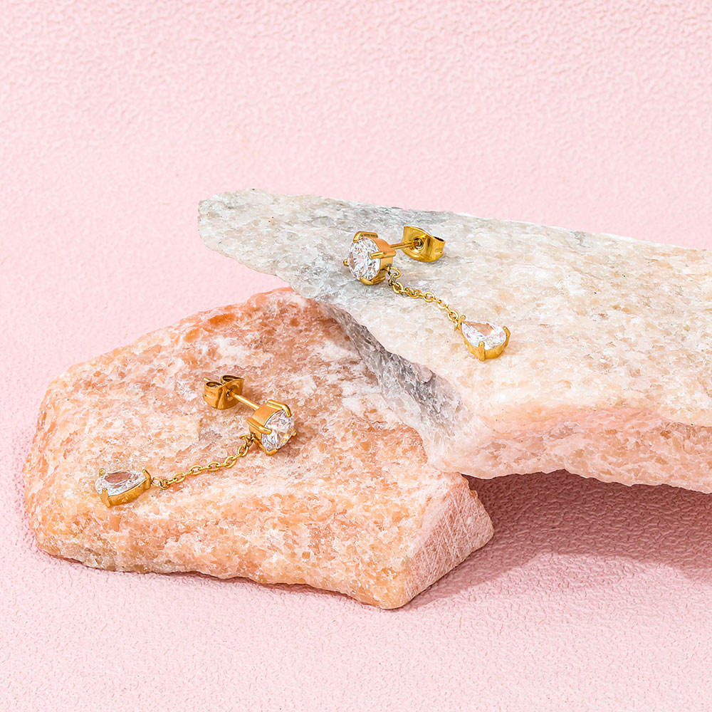 Sparkling long zircon earrings