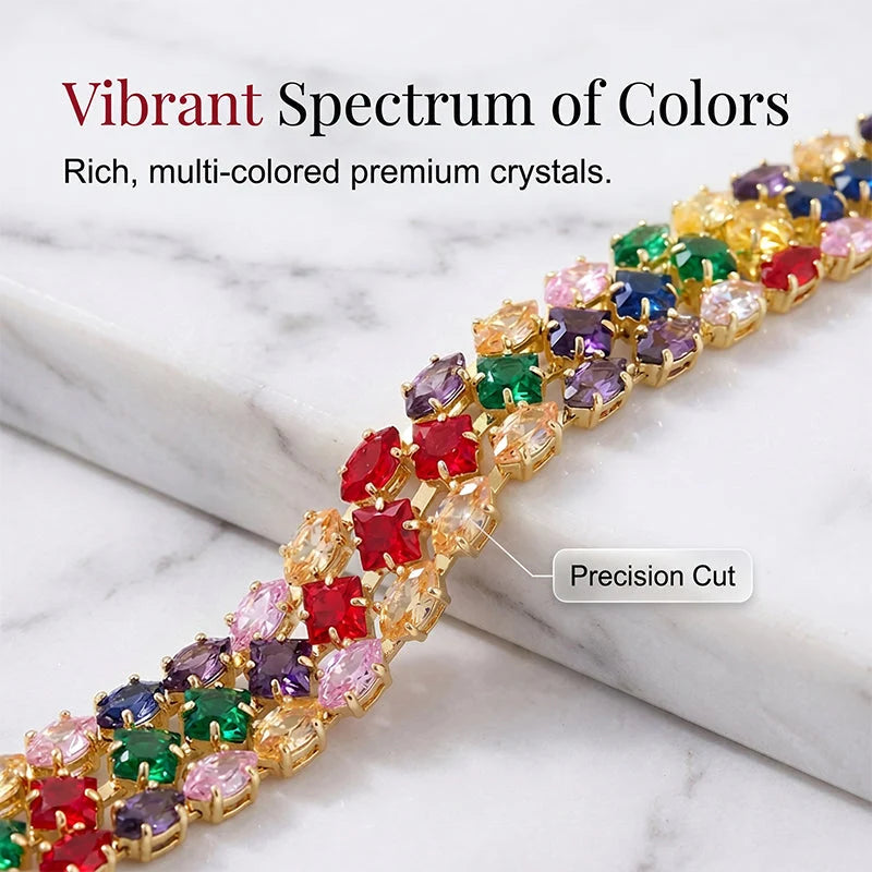 🥳 Women's Elegant Multicolor Tennis Bracelet – Sparkling and Timeless – Perfect for Everyday Wear or Special Occasions – A Pop of Bright Color, Radiantly Beautiful 🌸✨💖