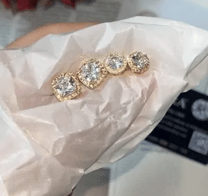 Halo Stud Earrings 4-Pack- Gold & Silver Round/Square Styles