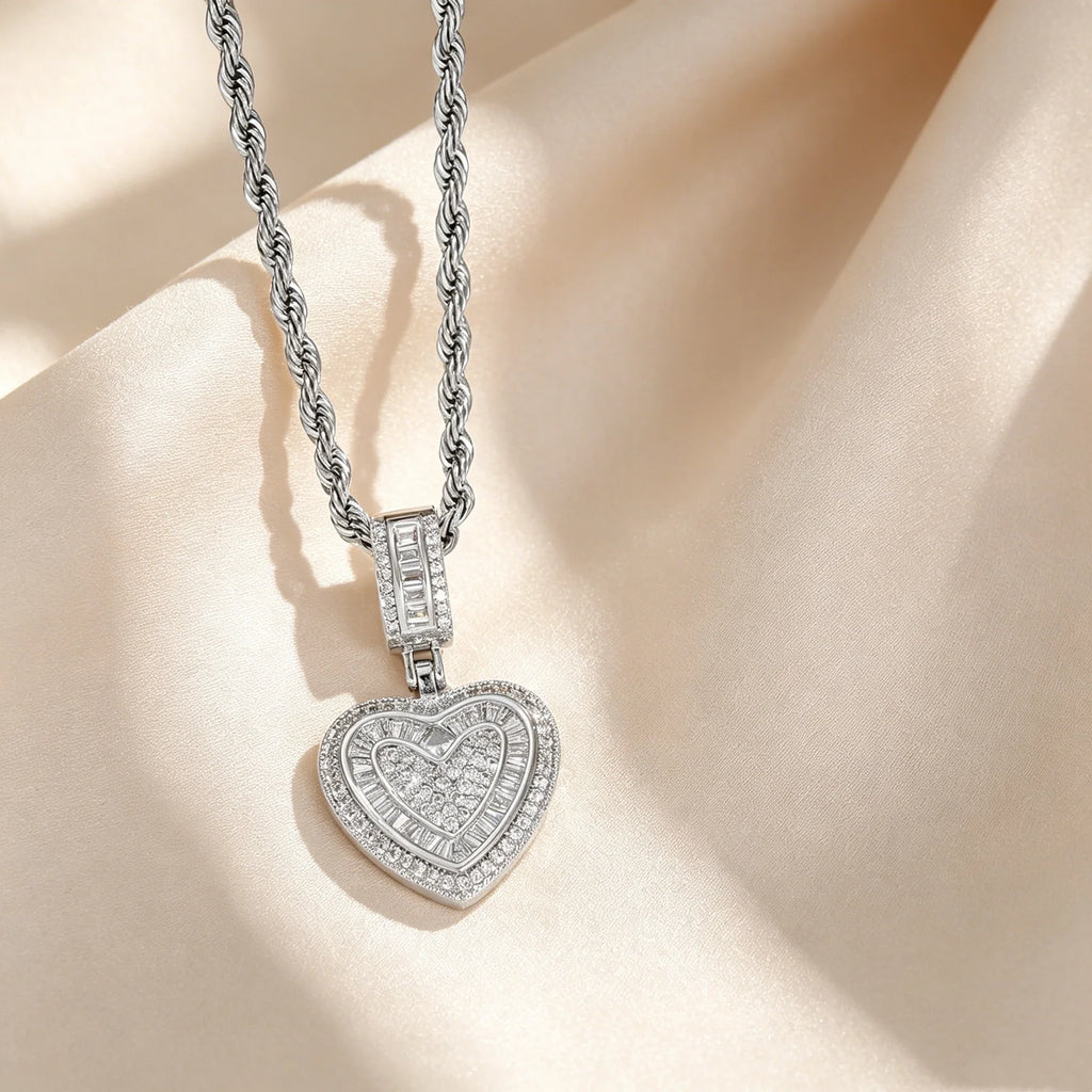 Double Heart Pavé Necklace