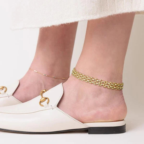 2pc 14k Chunky Link Anklets