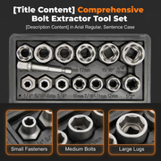 🧰13+1 PCS 🛠️ Impact Bolt & Nut Extractor Set 🔩