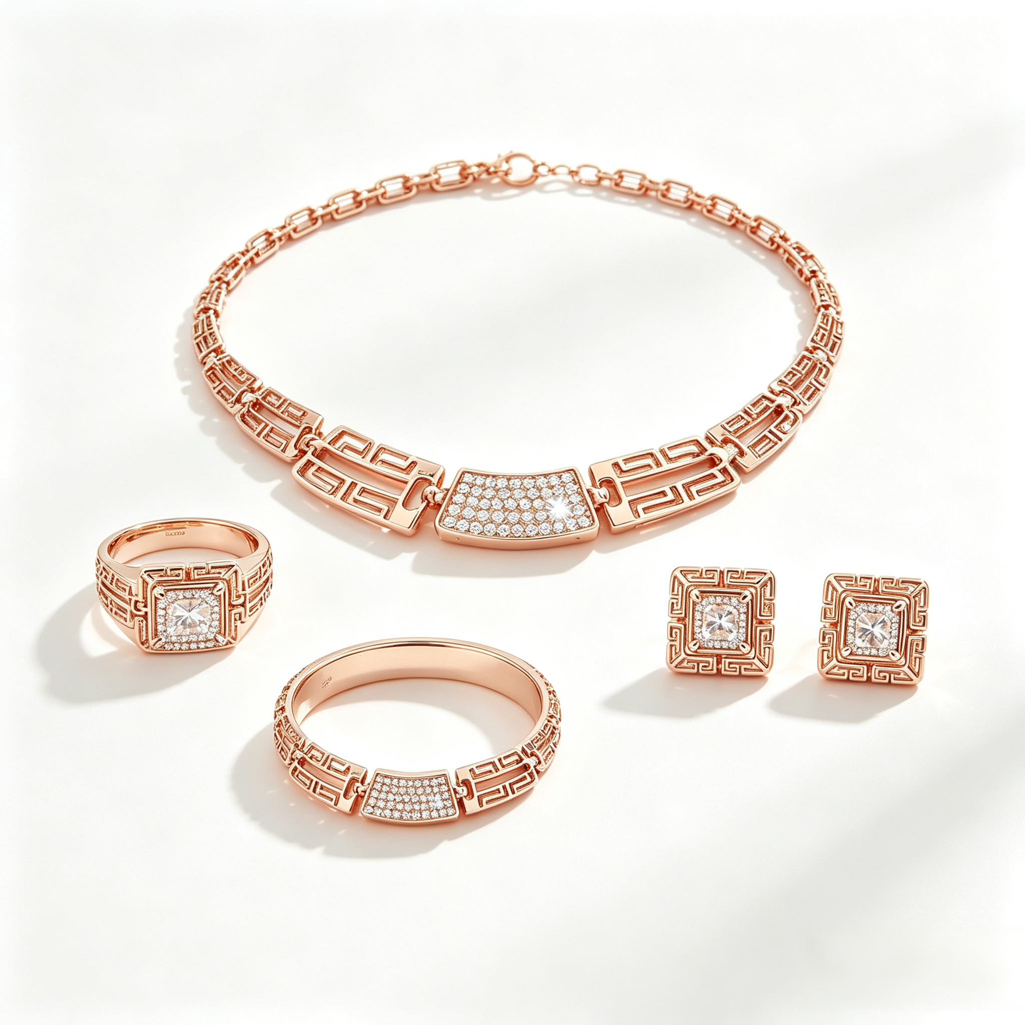 💎 50% off! 📿 Exquisite four-piece rhinestone jewelry set, dazzling and eye-catching 💛