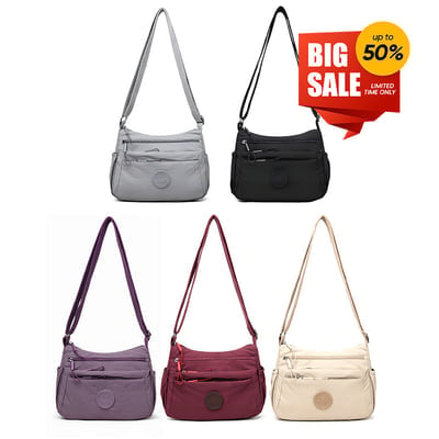 Solid Color Fashionable Multi-pocket Zipper Crossbody Bag