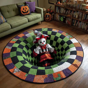 🎉 🎃3D Skeleton Vortex Quilted Round Halloween Rug