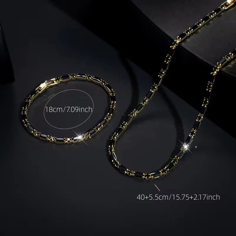 Jewelry set – necklace and bracelet, inlaid with cubic zirconia – trendy and versatile, perfect for everyday wear and special occasions 💪
