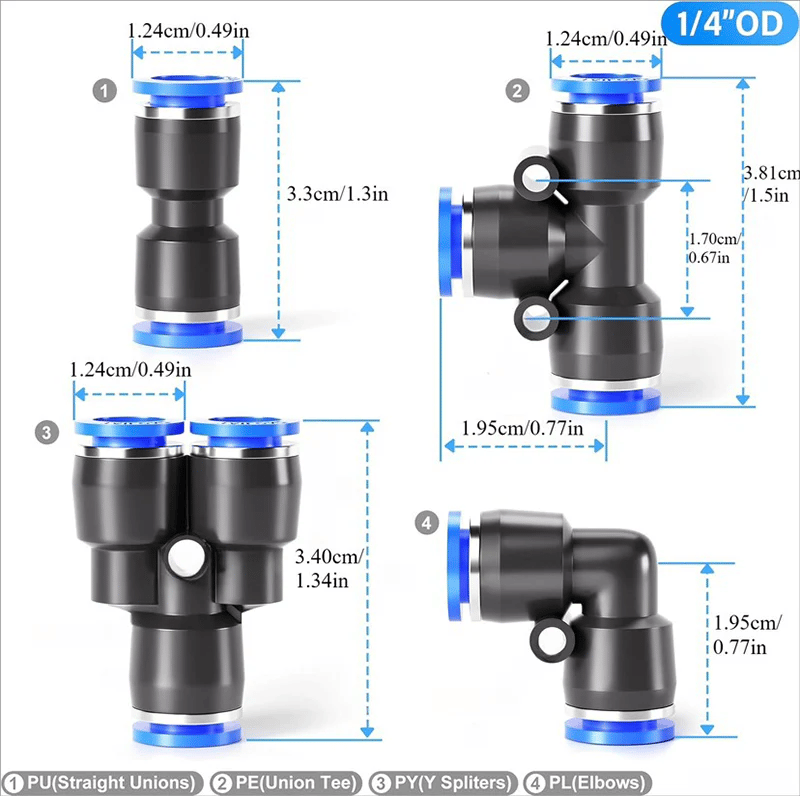 1/4 Inch Pneumatic Push-to-Connect Air Hose Fittings Kit ⚡🔧