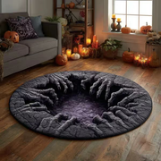 🎉 🎃3D Skeleton Vortex Quilted Round Halloween Rug