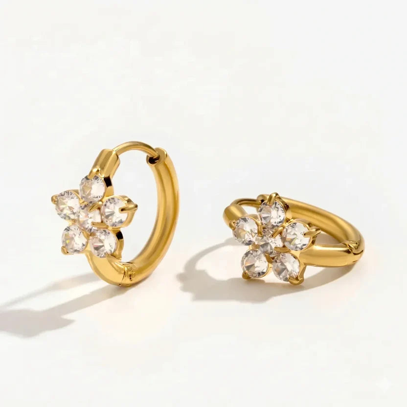 Flower Zircon Drop Earrings