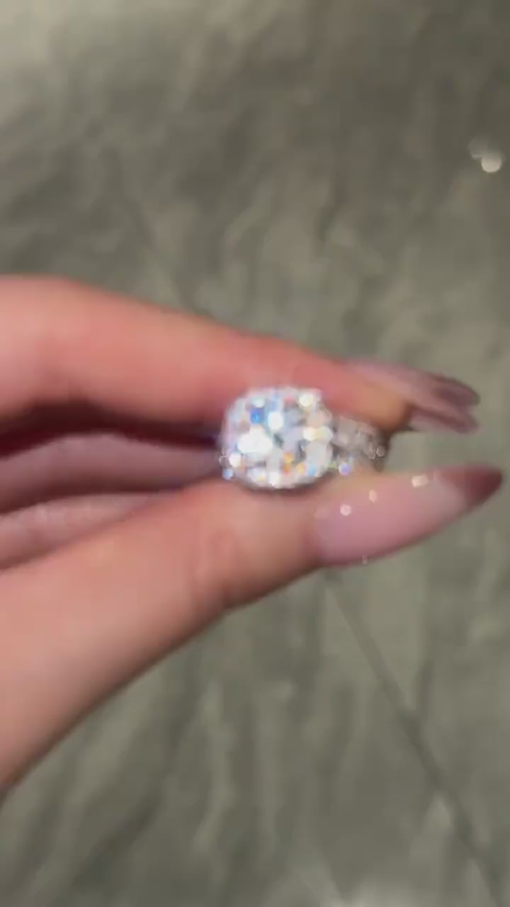 Triple Pavé Halo Ring