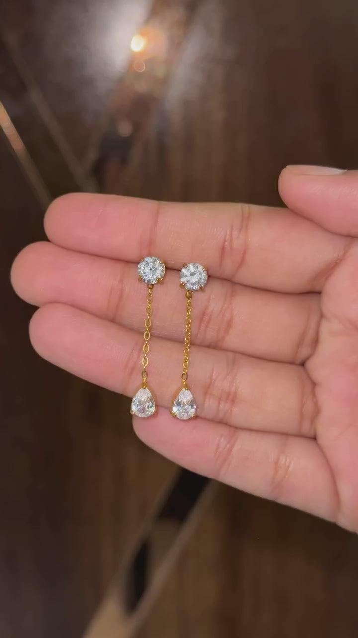 Sparkling long zircon earrings
